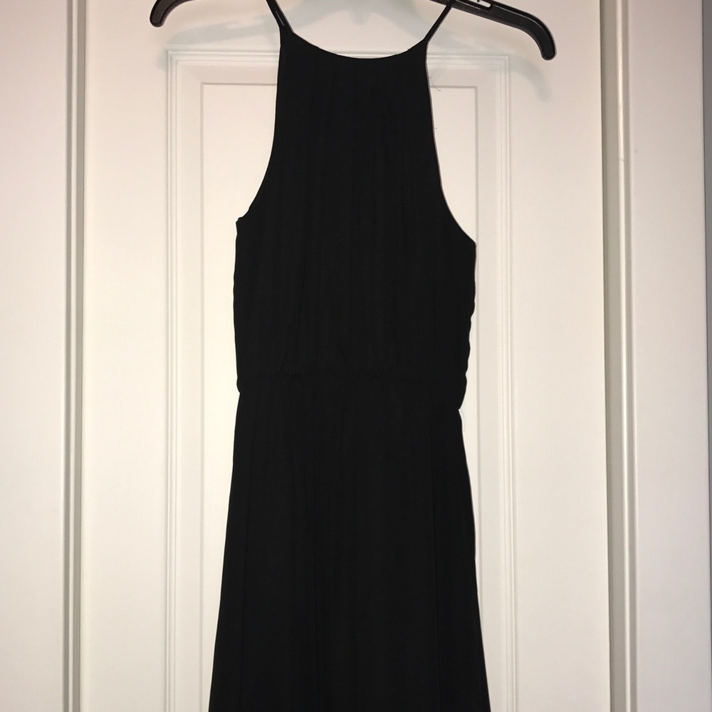 High Neck Long Black Dress